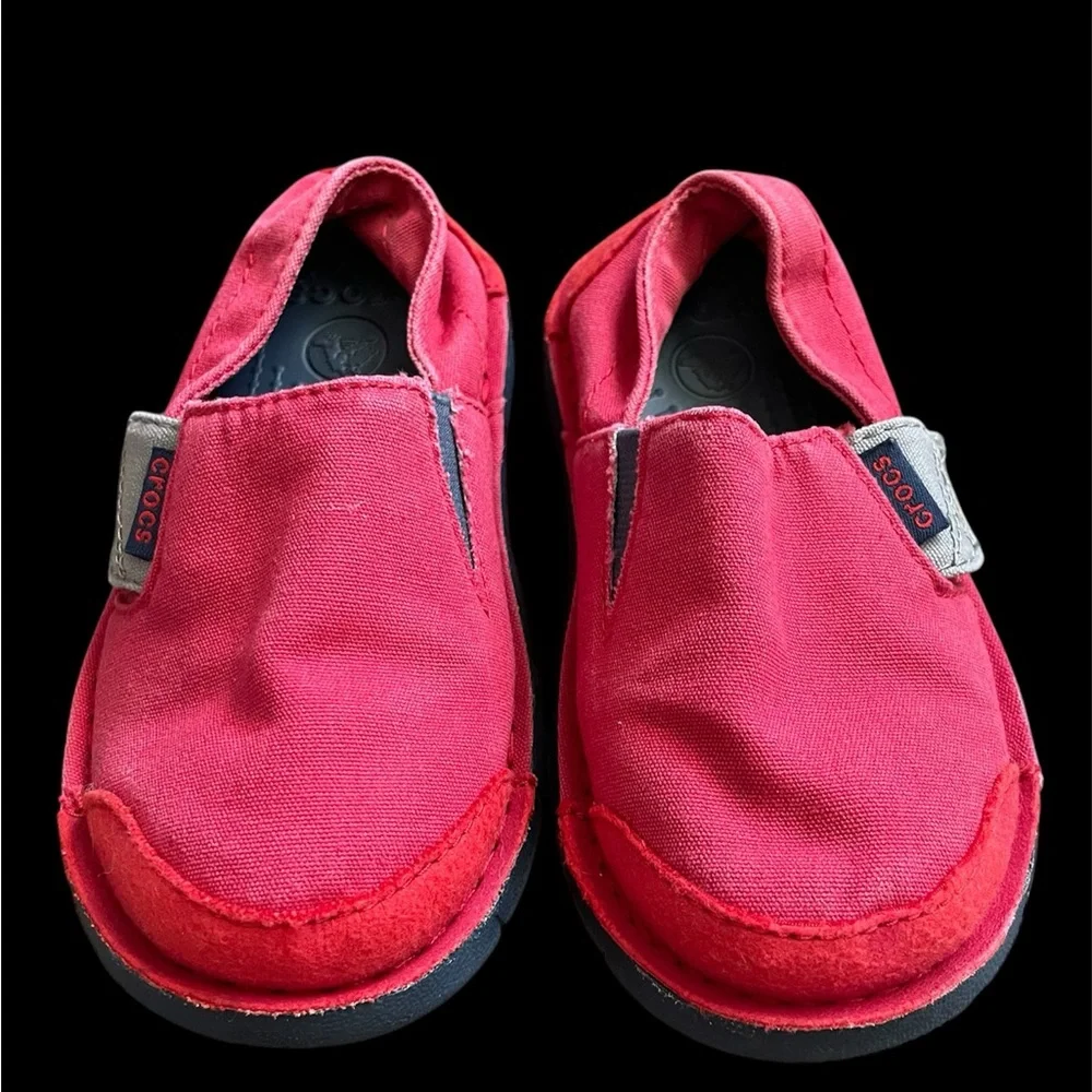 Crocs Toddler Red Black Slip-On Loafer Shoes Size 9 New